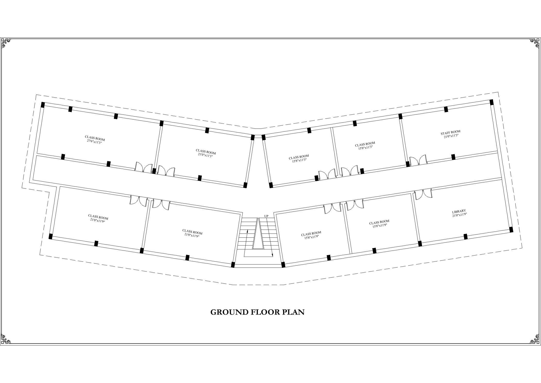 Ground-floor plan showing the renovated classroom level