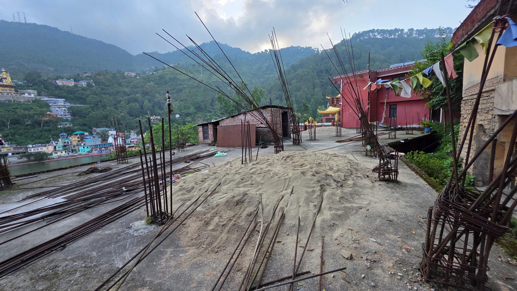 Overview of the Phase 1A construction site at the monastery